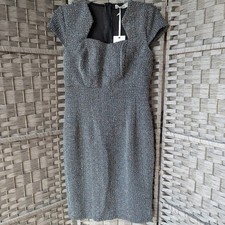 Grace Karin Tweed Sheath Dress Black White Multicolor Cap Sleeve Sz M Bodycon