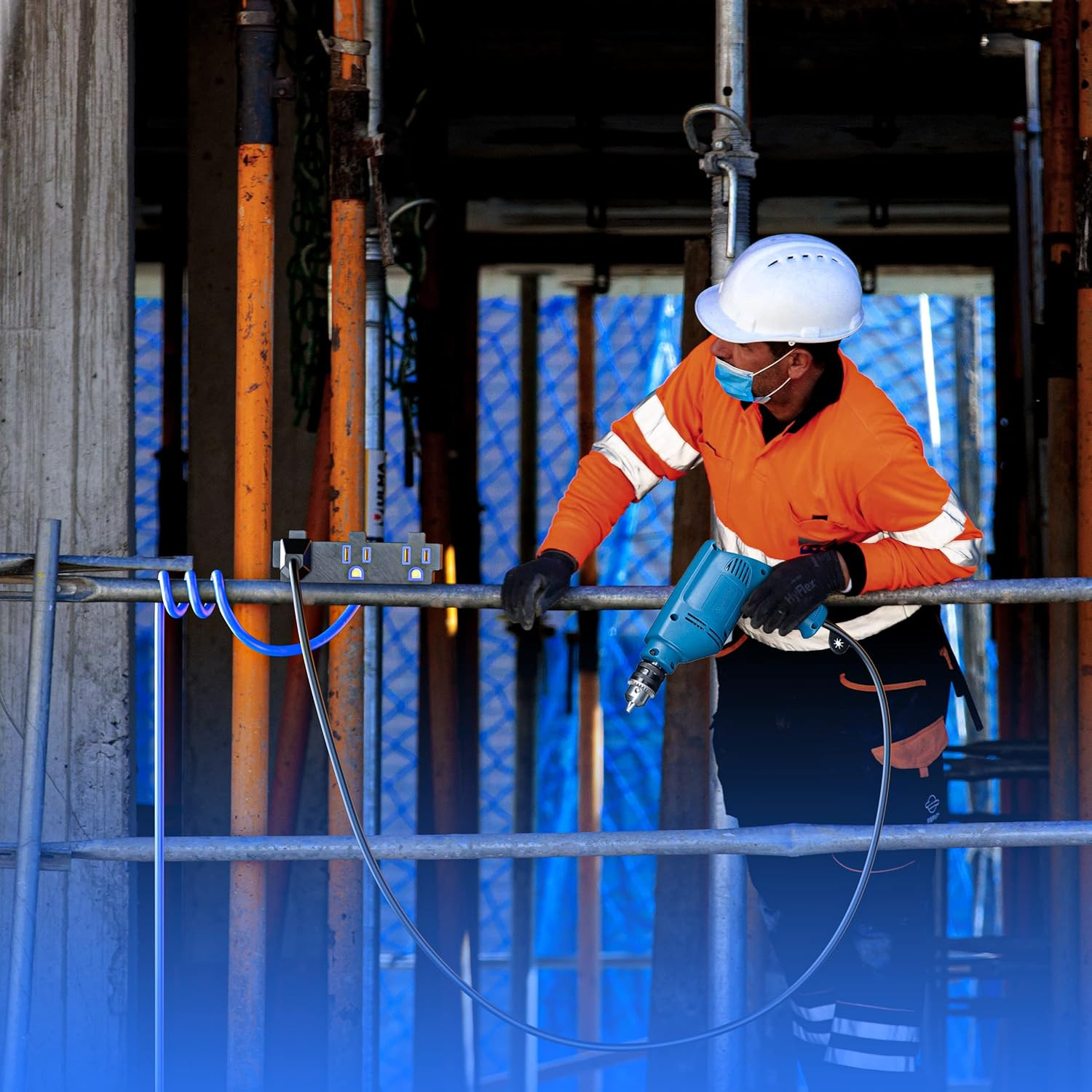 Extension Cord 10 Feet, SJTW Extension Cord with Multiple Outlets, 14 Gauge (Blu