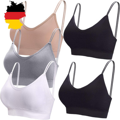 Damen Bralette V-Ausschnitt Cami Top 5er Set Schlaf-BH weich bequem