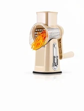 SUSTEAS Rotary Cheese & Veggie Grater – 5 Blade Handheld Shredder Mandoline