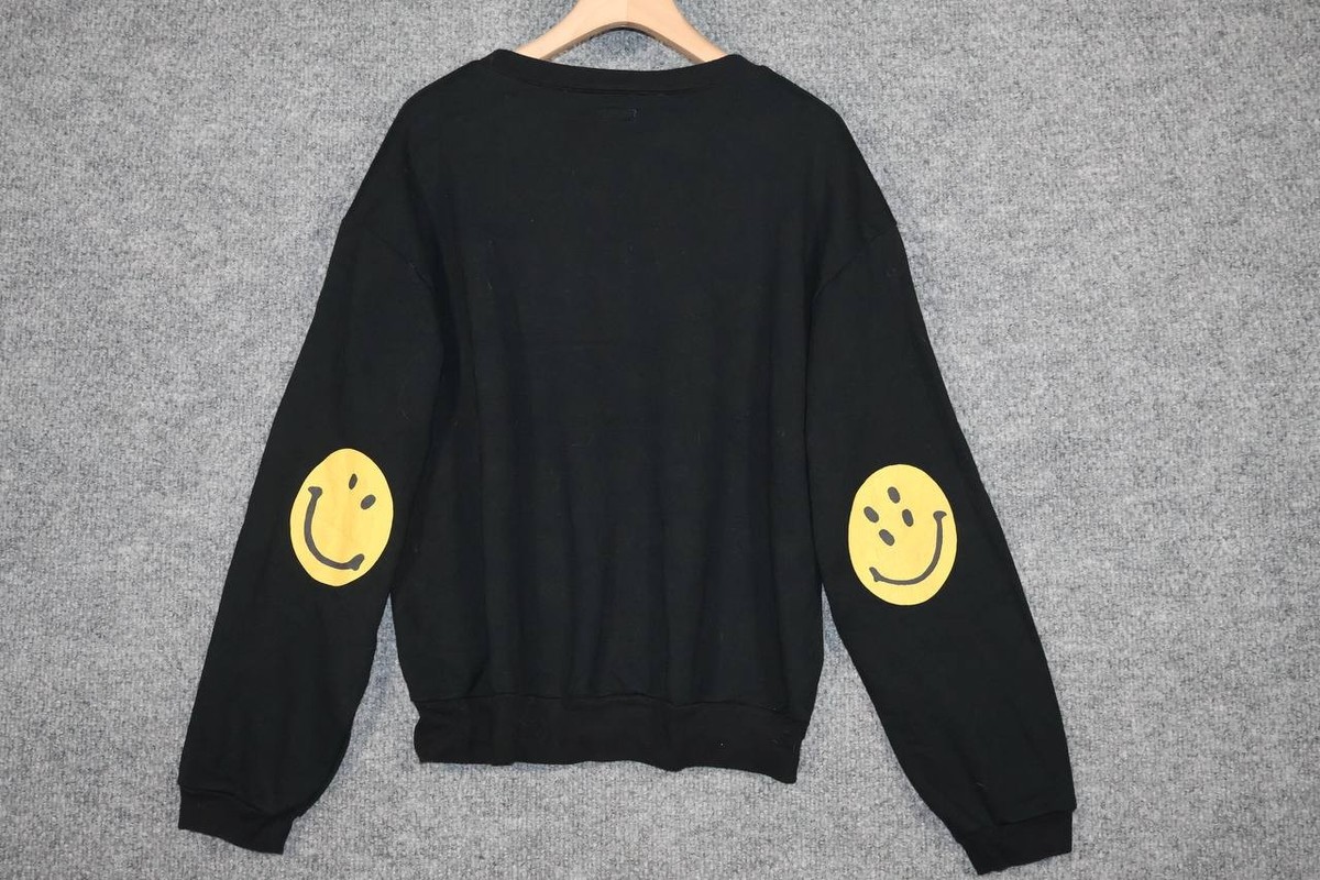 Kapital Black Smiley Face Elbow Patch Crewneck Sweatshirt Size 4