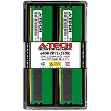 A-Tech 64GB 2x 32GB PC5-41600 DDR5 5200 MHz Non-ECC DIMM Desktop Memory RAM x2