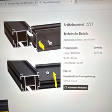 DREAMDECK Alu U-Profil 40x40 mm 4 m schwarz beschichtet, HNR 2227