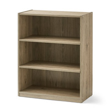 Deal Mainstays 3-Shelf Bookcase with Adjustable Shelves, Rustic Oak