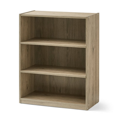 Deal! Mainstays 3-Shelf Bookcase with Adjustable Shelves, Rustic Oak