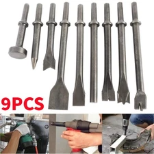9Pcs Pneumatic Air Hammer Punch Chipping Bits 0.39 In Shank Tool Set Chisel🔥🔥