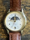 Vintage Timex Moon Phase Sun/Moon Quartz Watch - Gold Tone - Needs Battery