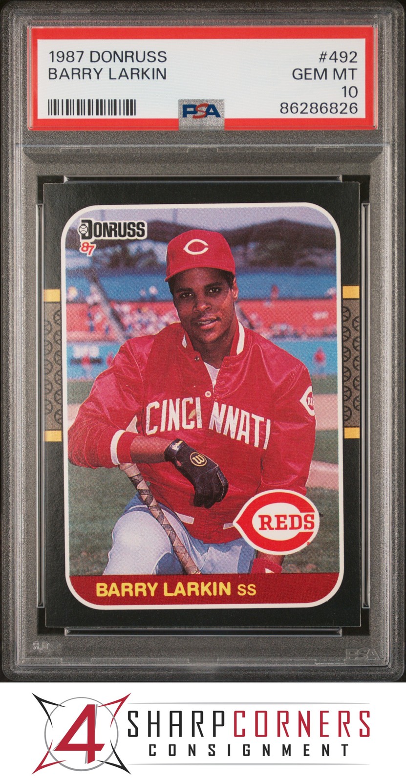 1987 DONRUSS #492 BARRY LARKIN RC REDS HOF PSA 10