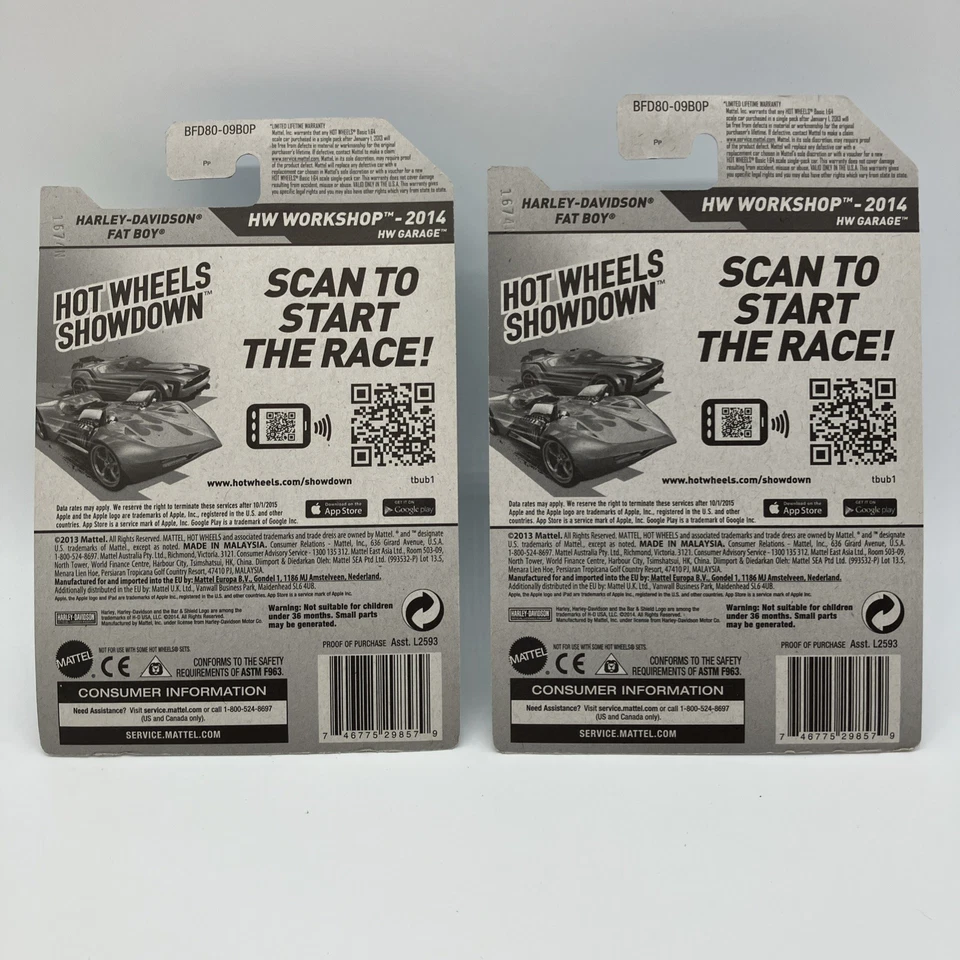 Hot Wheels Harley-Davidson Fat Boy 209 (lote de 2) Foto 2 de 3