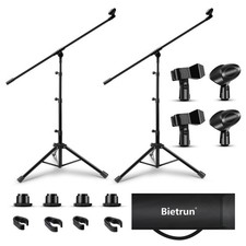 Microphone Stand 2 Pack, Tripod Mic Stand Adjustable Boom Height, with Carry ...