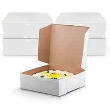 MT Products Plain Cookie Boxes 14" x 14" x 5" - White Bakery Boxes - Pack of 50