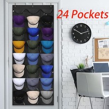 24 Hat Rack Organizer Baseball Holder Deep Storage Pockets Door Wall Caps Stand