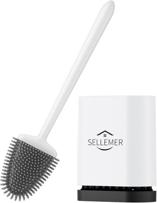 Toilet Brush and Holder Set - Flexible Toilet Bowl Brush Head with Silicone Bris