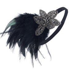 1920s Feather Headband For Women 20s Great Gatsby Headpiece Flapper Girl