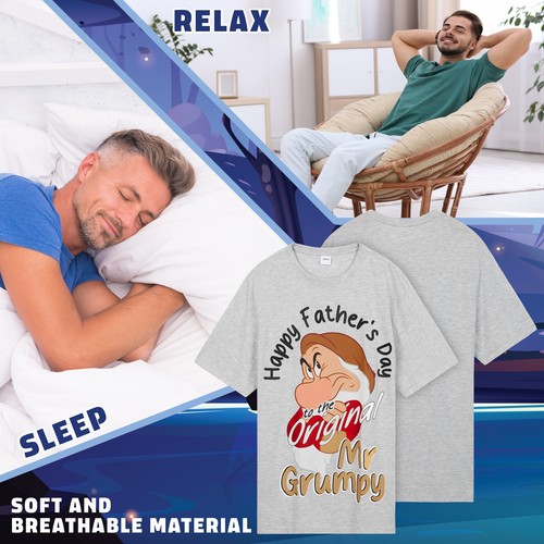 Disney Mens Grumpy Pyjama Set 2 Piece T-Shirt & Shorts Sleepwear Nightwear - Picture 5 of 6