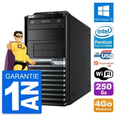 PC Tour Acer Veriton M4630G Intel G3220 RAM 4Go Disque Dur 250Go Windows 10 Wifi - Photo 1/3