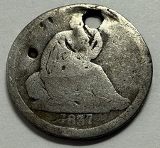 NO STARS 1837 SEATED LIBERTY DIME HOLED SILVER COIN * GET WHAT U C * SHIPS FREE