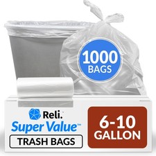 Reli. 6-10 Gallon Trash Bags  1000  1 Count Pack of 1000 , Clear
