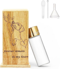 Wooden Box for Pet Ashes, Mini Keepsake Urn for Dog Ashes, Small Glass Vial Urn,