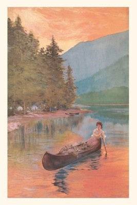 Found Image Press Vintage Journal Woman Canoeing on River (Paperback)