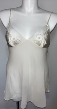 Vintage Y2K Victoria  s Secret 100 Silk Ivory Embroidered Nightgown L Pearls