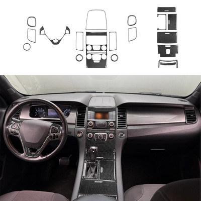 20Pcs Black Soft Carbon Fiber Front Interior Kit For Ford Taurus 2013-2019