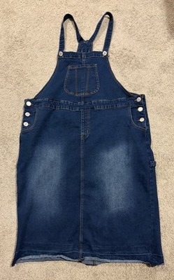 Be Girl Dark Wash Denim Overalls Bib Dress Stretchy Material Women s Plus Sz 3X