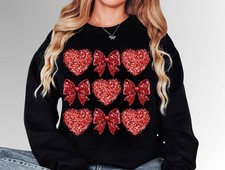 Red Glitter Hearts  Sparkle Valentine Sweatshirt