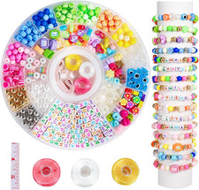 594Pcs DIY Bracelet Making Kit with Colorful Letter Flower Heart Beads - Friends