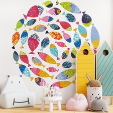 Under The Sea Wall Decals Peel and Stick Vinyl Ocean Fish Wall Stickers for K...