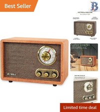 Compact Vintage Bluetooth Radio - AM/FM  Built-in Speakers in Stylish Walnut