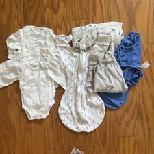 Lot Of 11 Baby One Piece Clothes Swaddle Dinosaur Blanket Assorted Bundle 0-3