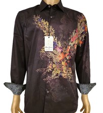 NWT 348 ROBERT GRAHAM AMAIRA 2 EMBROIDERED FRONT EAGLE BERRY COTTON SHIRT XL
