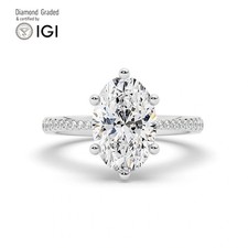 Oval Diamond Engagement Ring Platinum Labgrown 3.15 Ct Solitaire