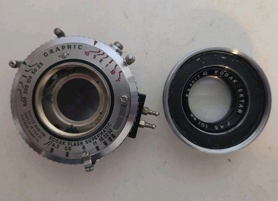 Kodak Ektar 101mm f/4.5 Lens With Flash Supermatic Shutter. For