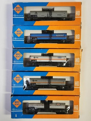 Lot of 5 HO Scale Tank Cars Set- Roco Vintange Boxed Tanker Cars