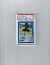 PSA 10 JASSON DOMINGUEZ AUTO 2020 Bowman Chrome Mega Box BLUE REFRACTOR GEM MINT