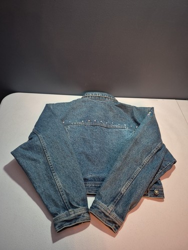 Vintage LA Gear Cropped Jean Jacket W/Rhinestones Size L - Picture 16 of 23