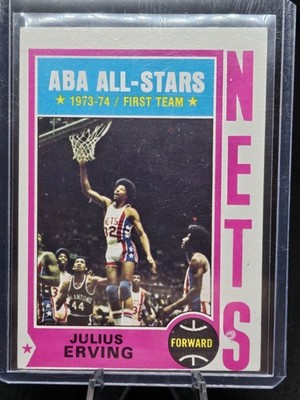 Julius Erving 1974 TOPPS #200 ABA ALL-STARS Spelling error