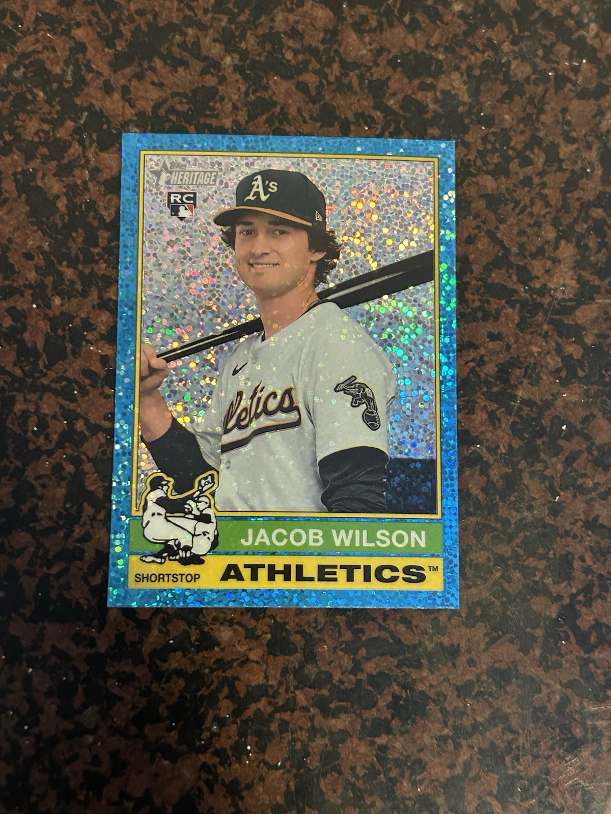 2025 Topps Heritage - Jacob Wilson #15 Chrome Light Blue Sparkle Refractor (RC)