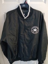 Converse ALL STAR Varsity Jacket Mens M Green Quilted Lined Padded Snap Button