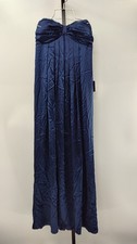 Lulus Women Memorable Entrance Dark Blue Strapless Satin Maxi Dress M