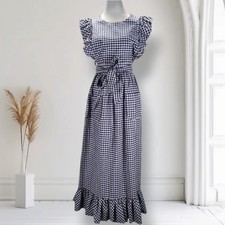 Vintage 70s Prairie Pinafore Maxi Dress Size 2 Gingham Open Back Cottagecore