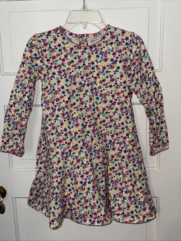 Hanna Andersson Dress Size 130 8 Long Sleeve Cotton Girls Colorful Floral