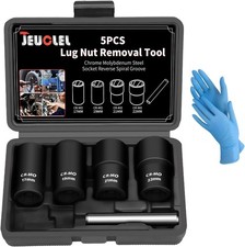 6pcs Twist Lug Nut Socket Set 12 Inch Drive Damaged Nut Lock Remover Extractor