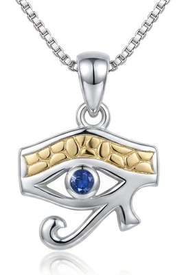 Jewelry Trends Sterling Silver and Gold-plated Eye of Horus Pendant with Synthet