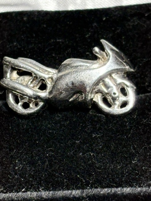 SOLID CAST 925 STERLING SILVER BIKE CUFFLINKS CUF… - image 2