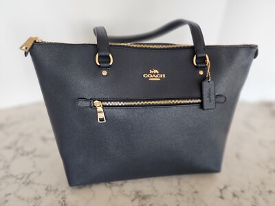 COACH 79608 Crossgrain Leather Gallery Tote IM/MIDNIGHT BLUE New