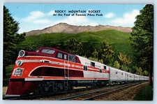 c1940 Pikes Peak Colorado Vintage Postcard Rocky Mountain Rocket Foot View Train
