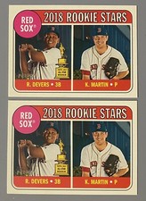 2- 2018 Topps Heritage Rookie Stars Rafael Devers Kyle Martin #189 Rookie RC
